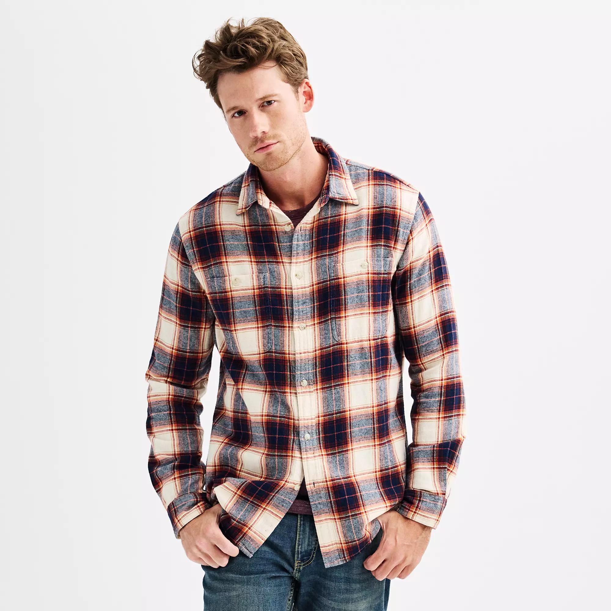 Men's Sonoma Goods For Life® Supersoft Flannel Button-Down Shirt,  Product Image