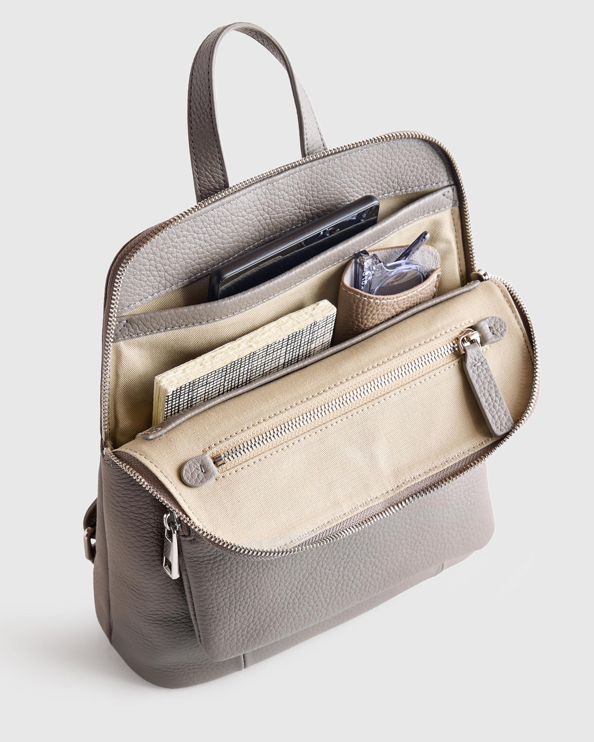 Quince | Women's Italian Leather Mini Convertible Backpack in Mink Product Image