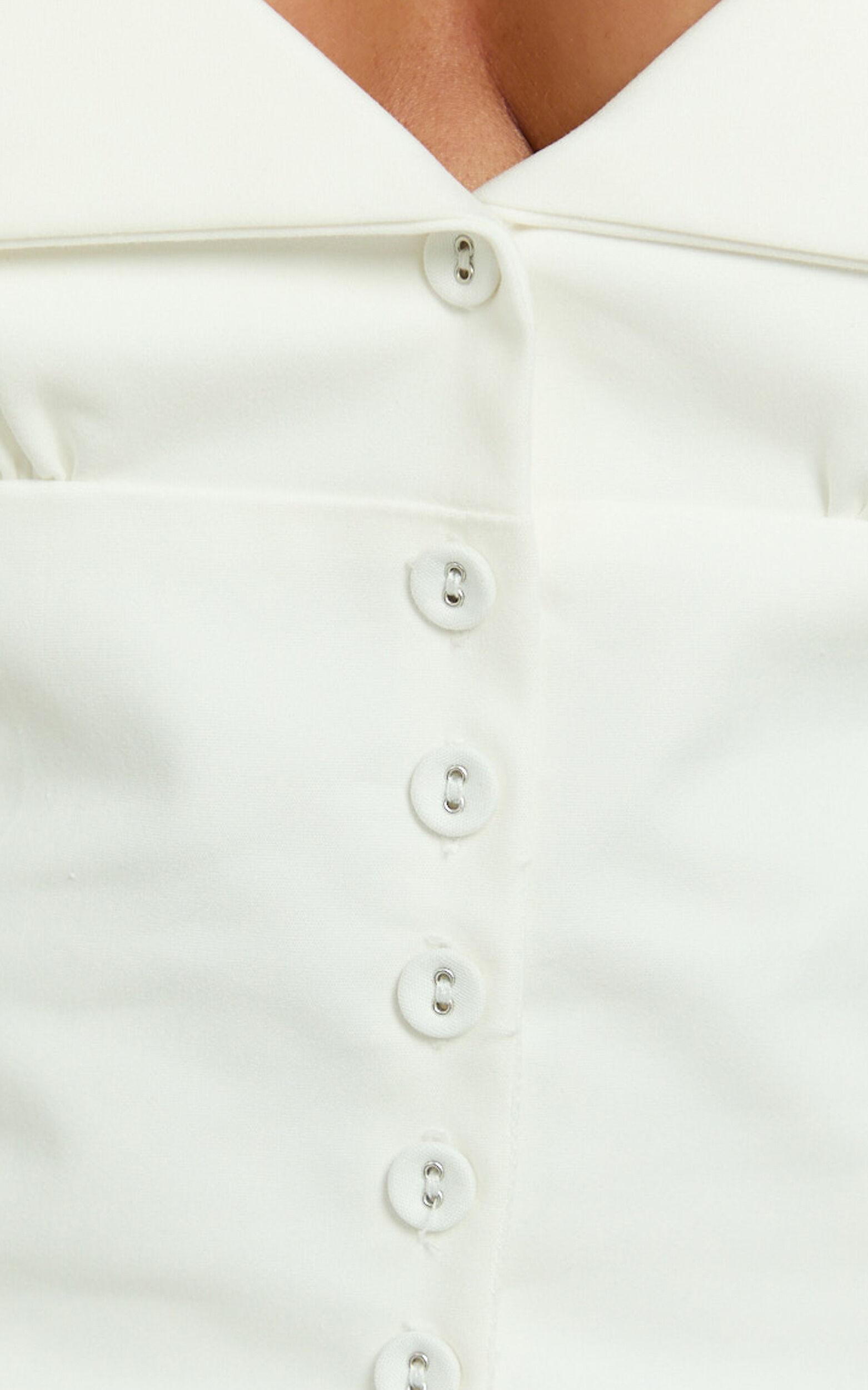 Ella Top - Square Neck Button Through Crop Top in White Product Image