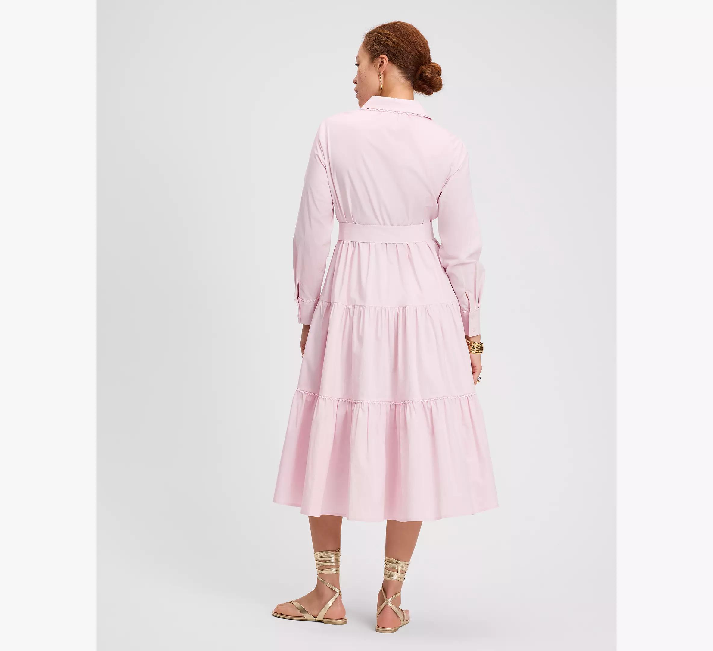 Pintuck Tiered Shirt Dress Product Image