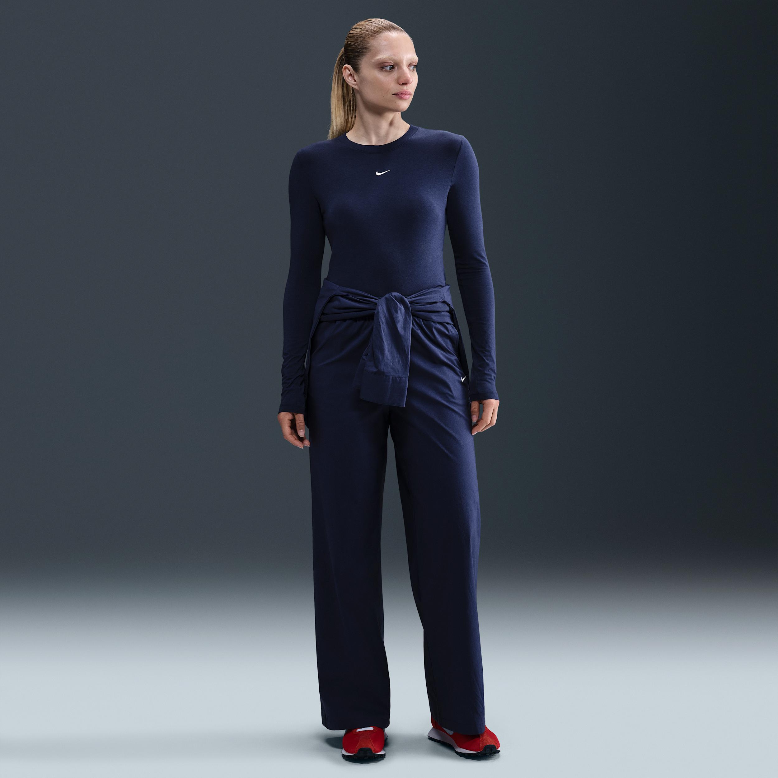 Womens Nike Sportswear Chill Knit Slim Long-Sleeve Cropped Top | HF5322-411 Product Image