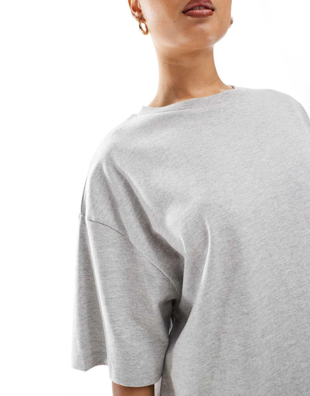 ASOS DESIGN longline heavyweight oversized T-shirt in gray heather Product Image