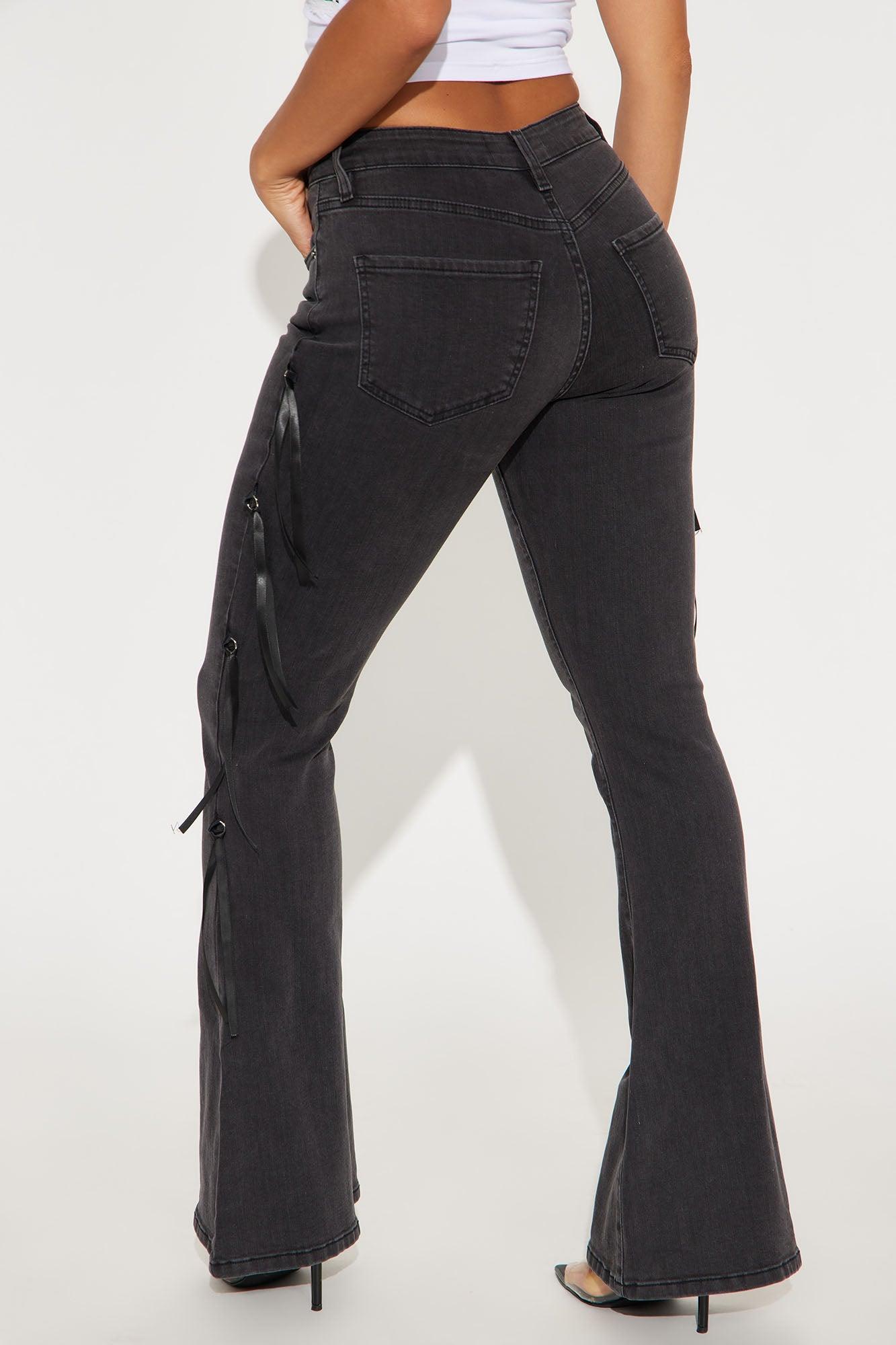Let Love In Stretch Flare Jeans - Black Wash Product Image