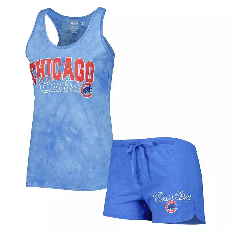 Women's Concepts Sport Royal Chicago Cubs Billboard Racerback Tank Top & Shorts Sleep Set, Size: Small, Blue Product Image
