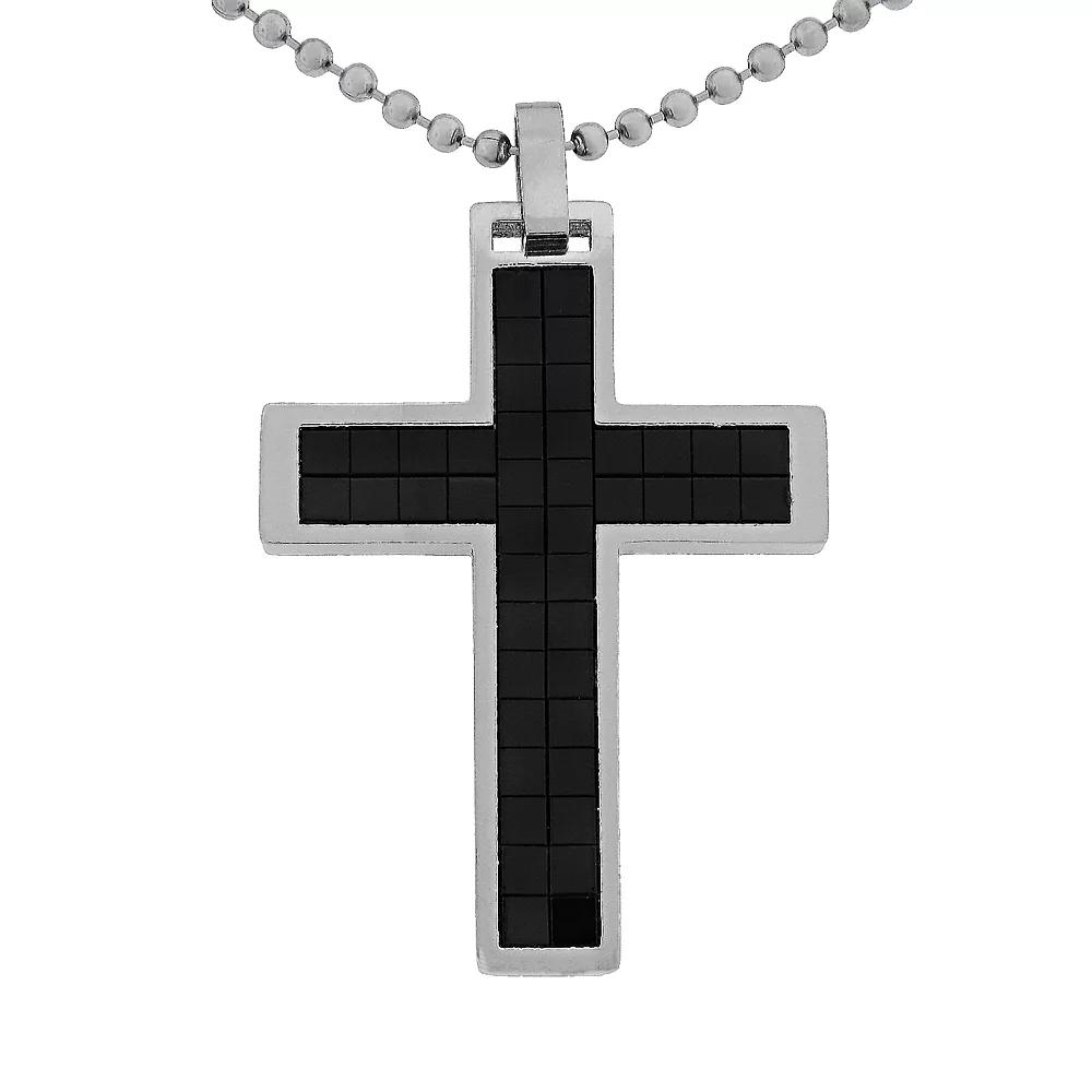 LYNX Stainless Steel Cross Pendant, Men's, Silver Product Image