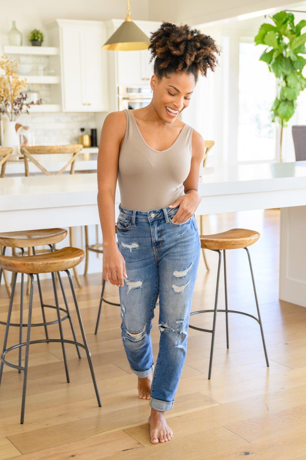 Ashley Hi-Waist Destroyed Boyfriend Jeans (Online Exclusive) Product Image