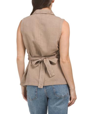 Linen Blend Utility Vest Top for Women | Cotton/Lyocell Product Image