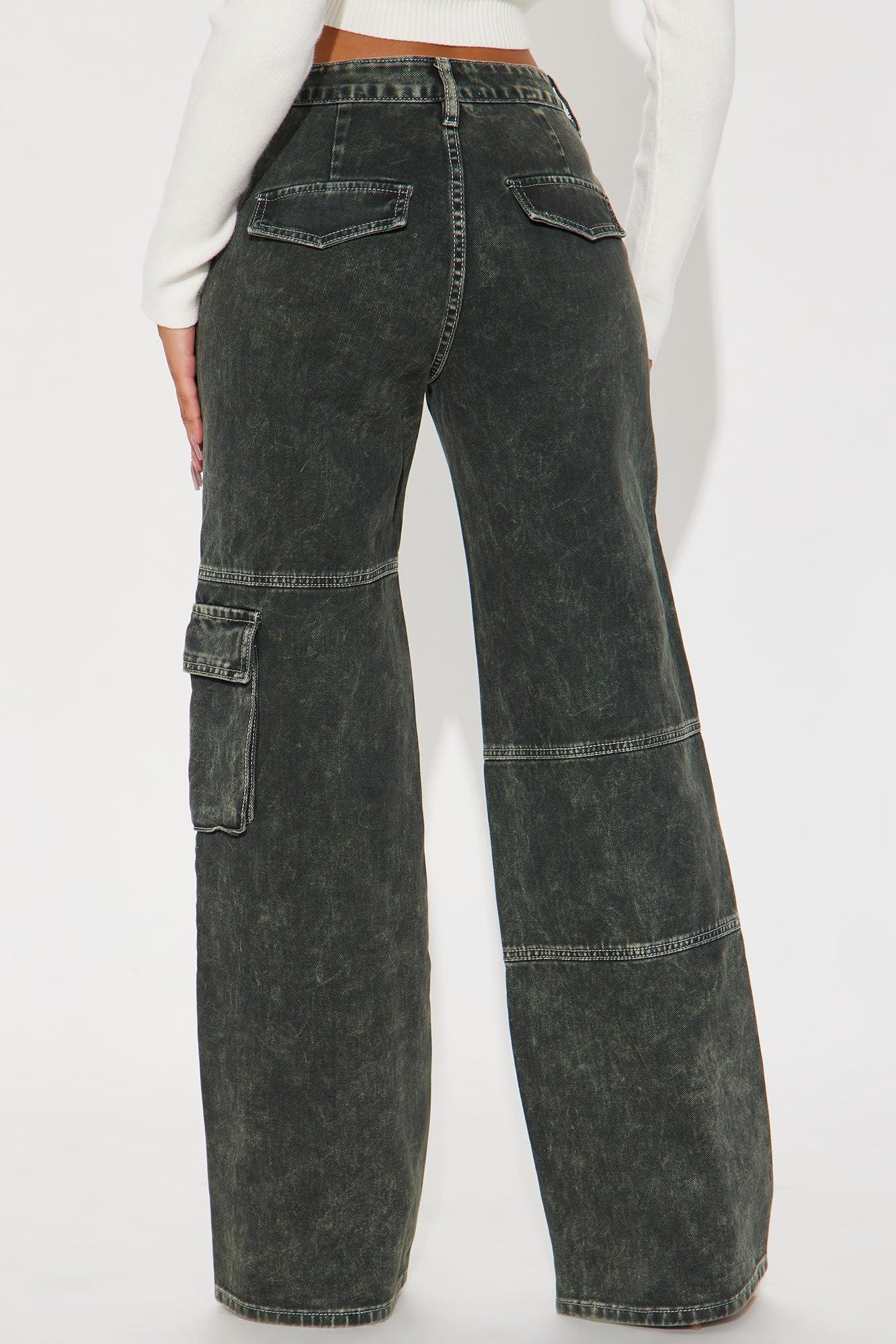 It's A Wrap Cargo Straight Leg Jeans - Green Product Image