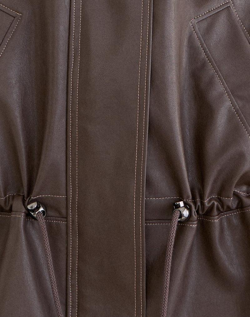 Jannik Jacket in PU Dark Brown Female Product Image