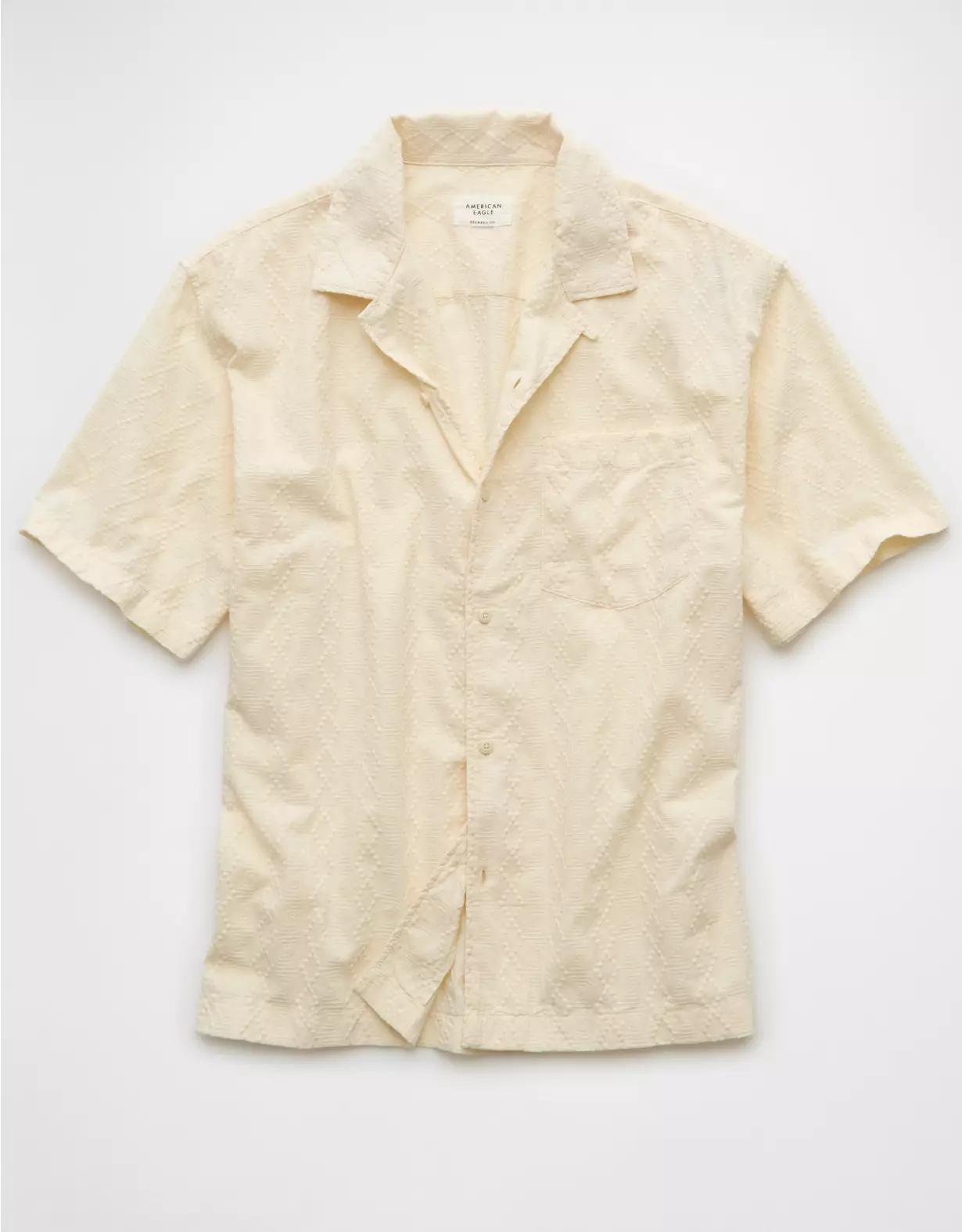 AE Poolside Textured Printed Button-Up Shirt Product Image