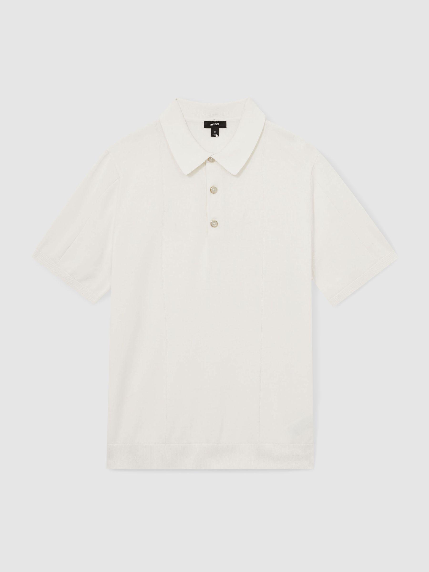 Cotton-Silk Polo Shirt in Off White Product Image
