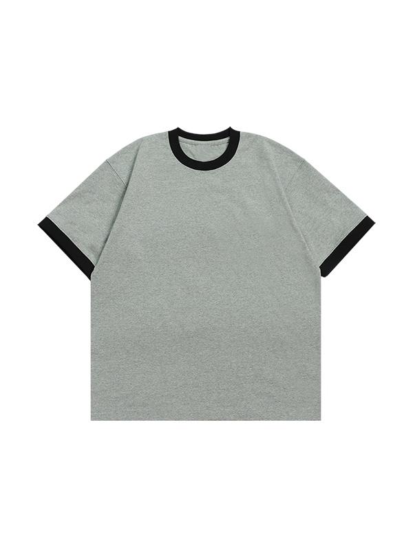 Men's Contrast Color Patchwork Short Sleeve Tee Product Image