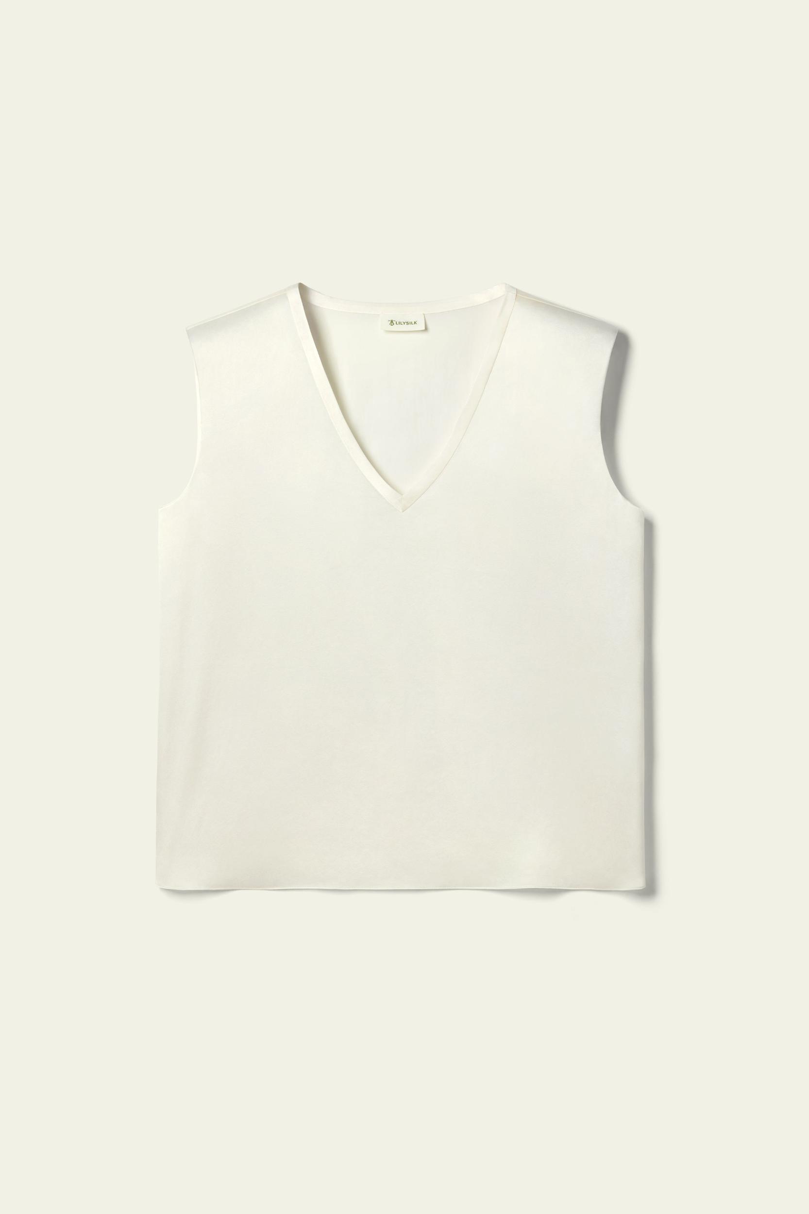 LILYSILK x Melissa Murrell Silk Suede Sleeveless V Neck Top Product Image