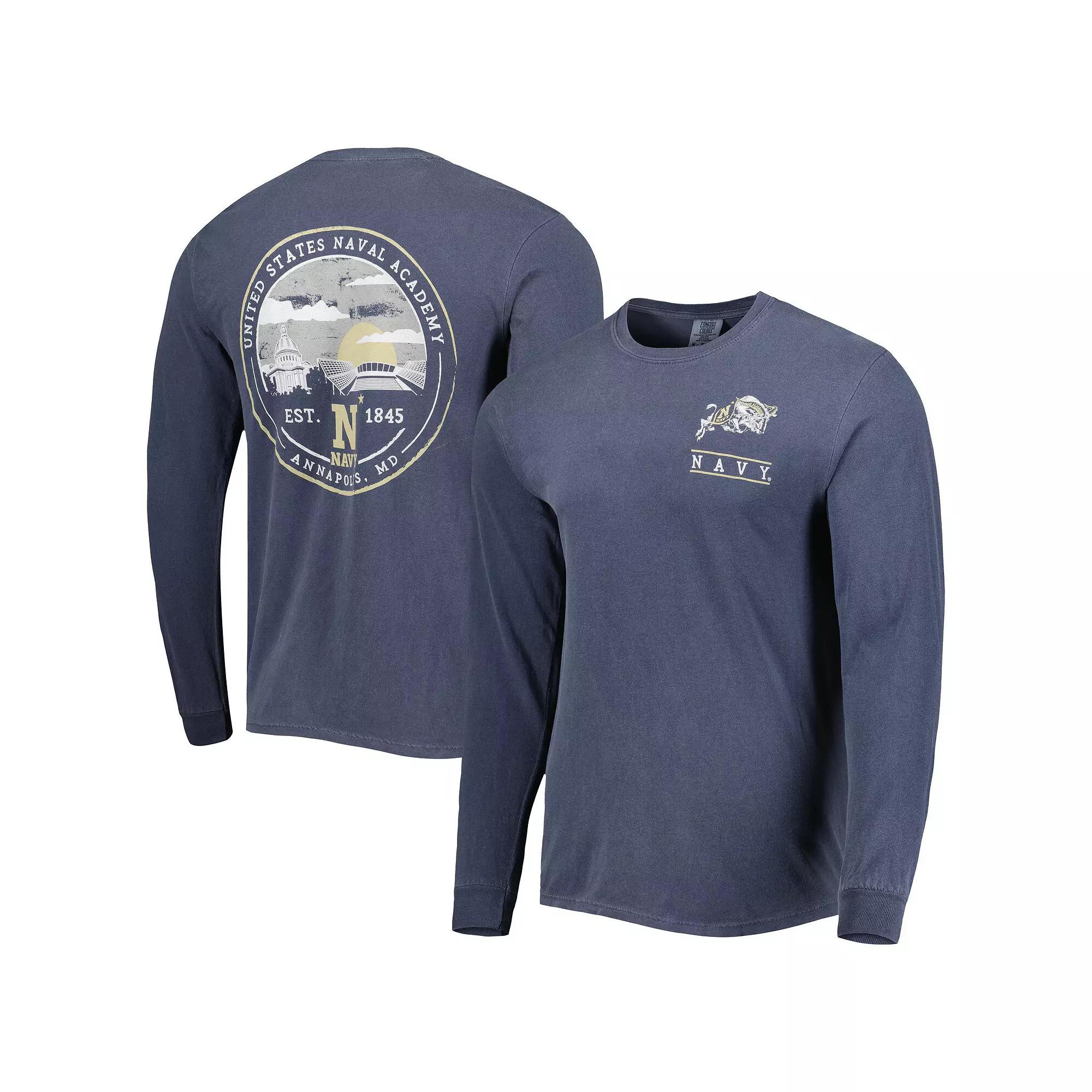 Men's Navy Navy Midshipmen Circle Campus Scene Long Sleeve T-Shirt,  Product Image