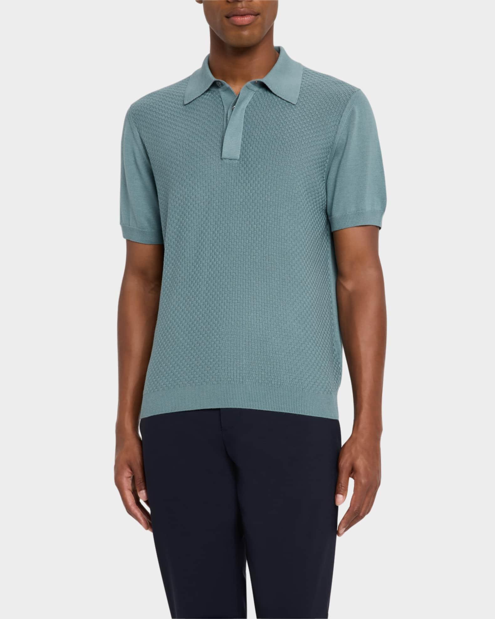 Men's Cotton-Modal Waffle Knit Polo Sweater Product Image