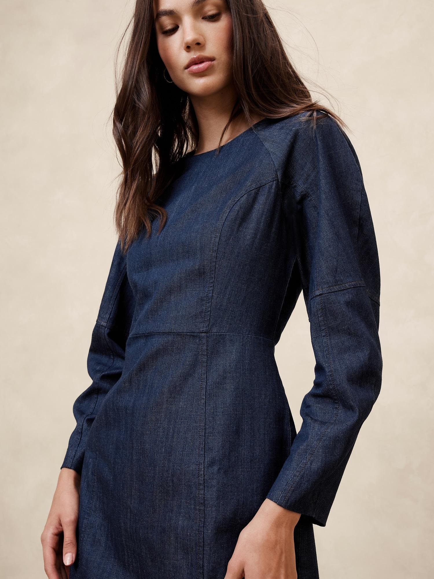 Contoured Denim Mini Dress Product Image