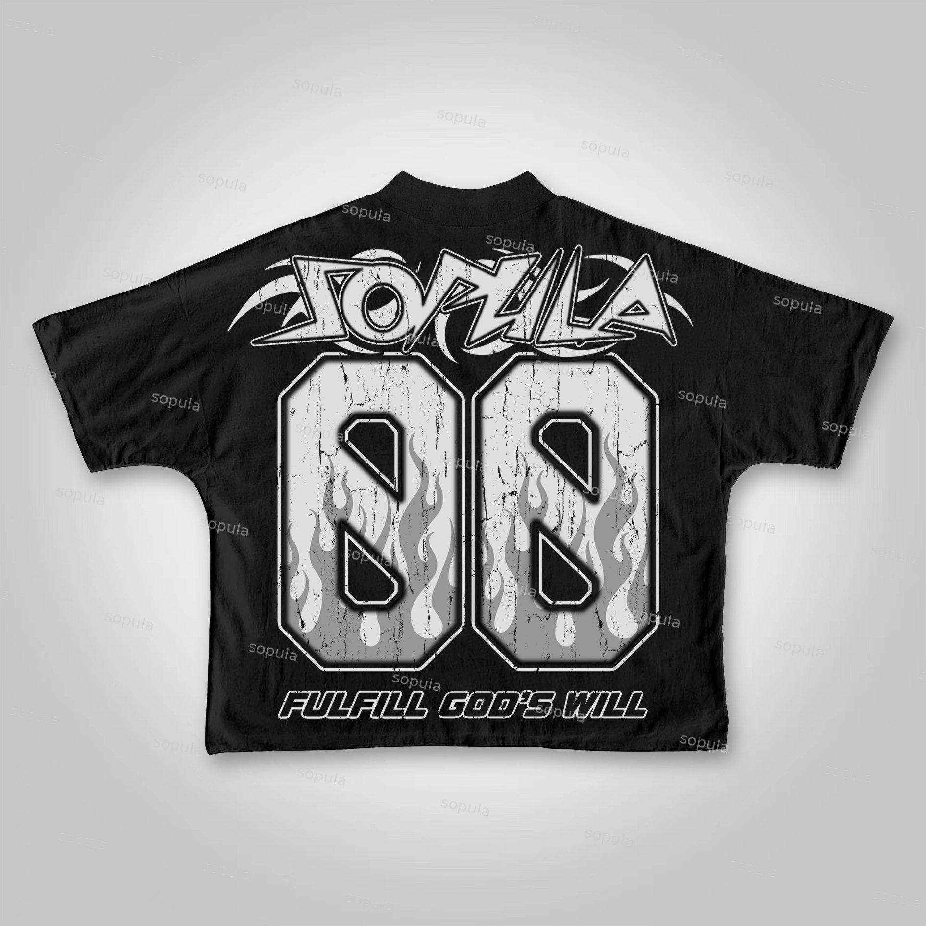 Sopula Vintage Street Dirty Braid Mask Character Big Head Graphic Cropped T-shirt Product Image