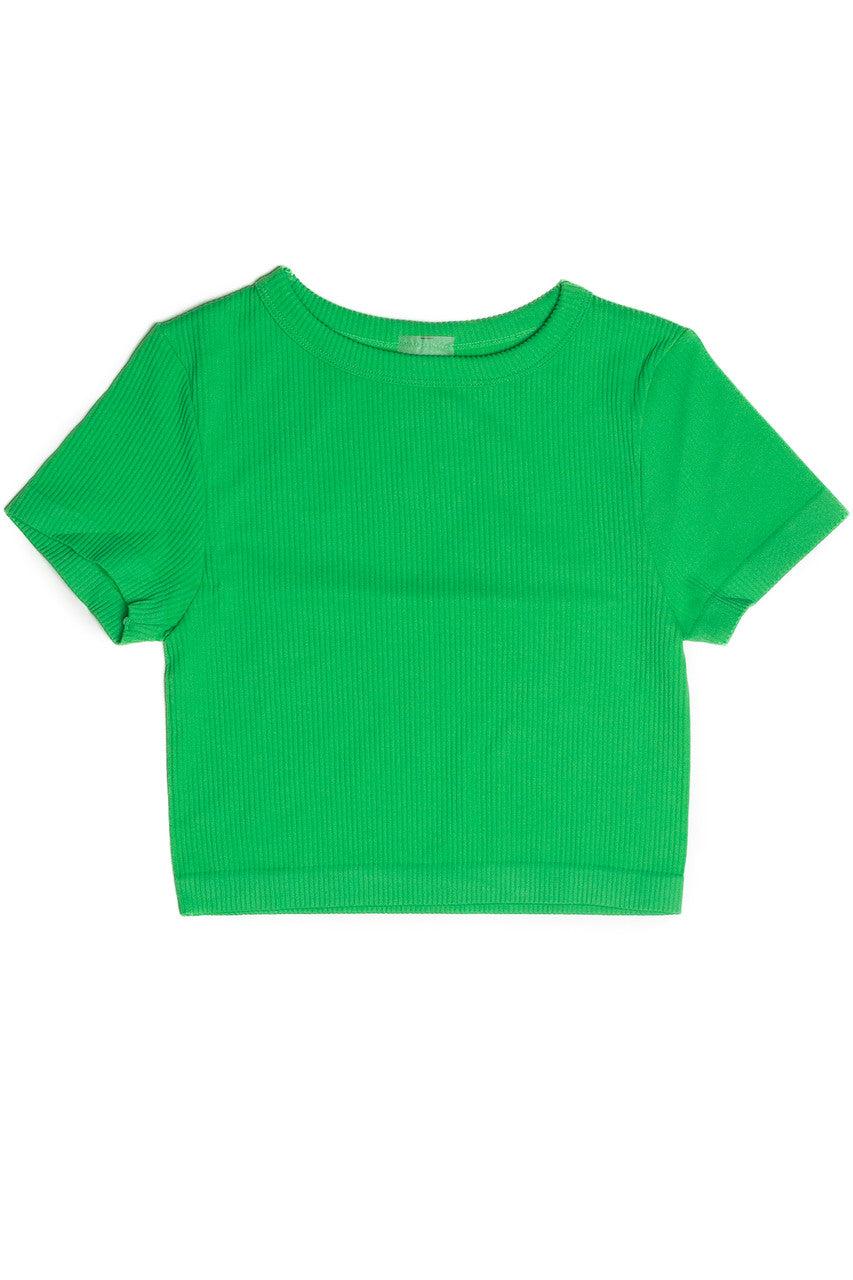 Green Seamless Crop Shirt Product Image