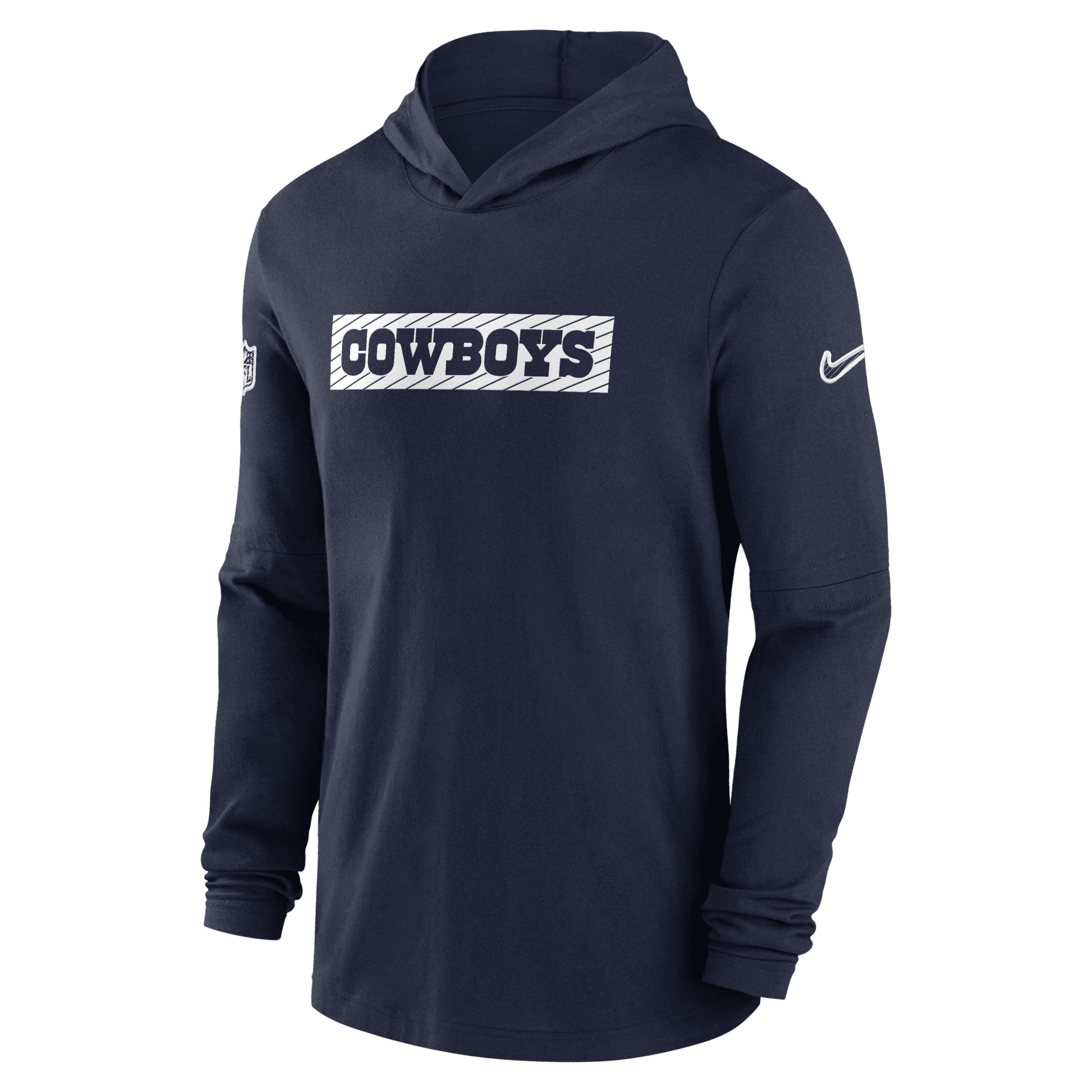 Dallas Cowboys Sideline Nike Mens Dri-FIT NFL Long-Sleeve Hooded Top | 02FC41S7RD-CAM Product Image