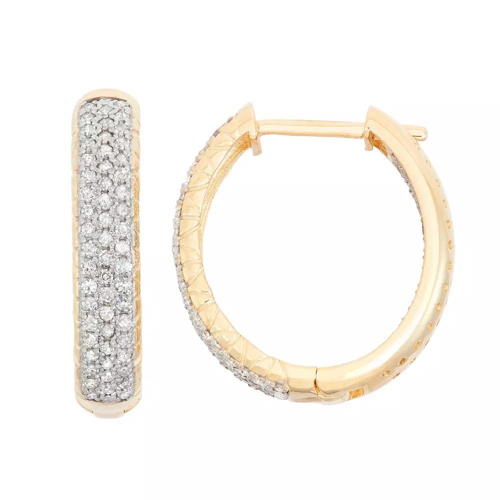 Tiara 10k Gold 1 Carat T.W. Diamond Inside-Out Hoop Earrings, Women's Product Image