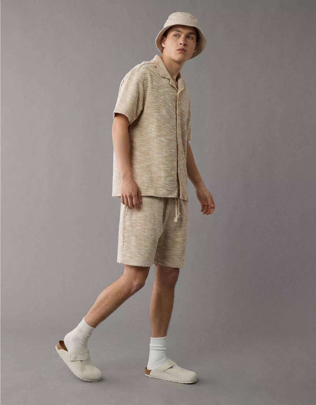 AE Textured Button-Up Camp Shirt Product Image