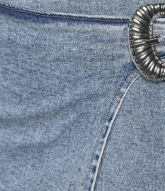 GB Double Buckle Denim Mini Skirt Product Image