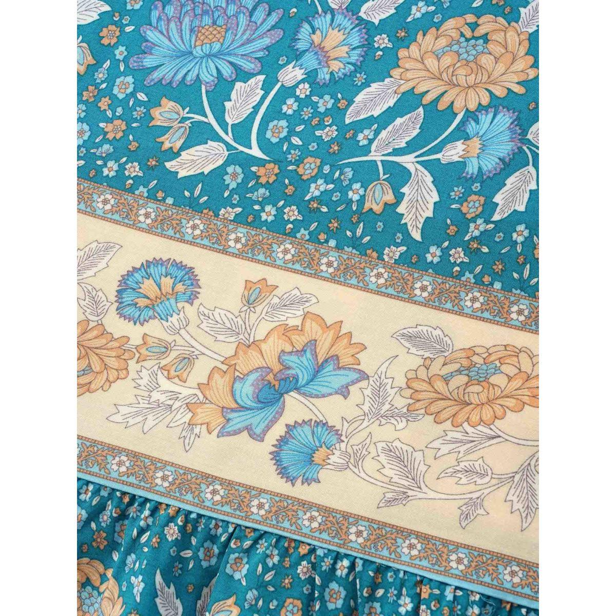 Plus Size Bandana Keyhole Ruffle Sleeve Midi Dress Mediumblue Women Resort Gathered Notched collar Short sleeve Curvy BloomChic 12/L Product Image