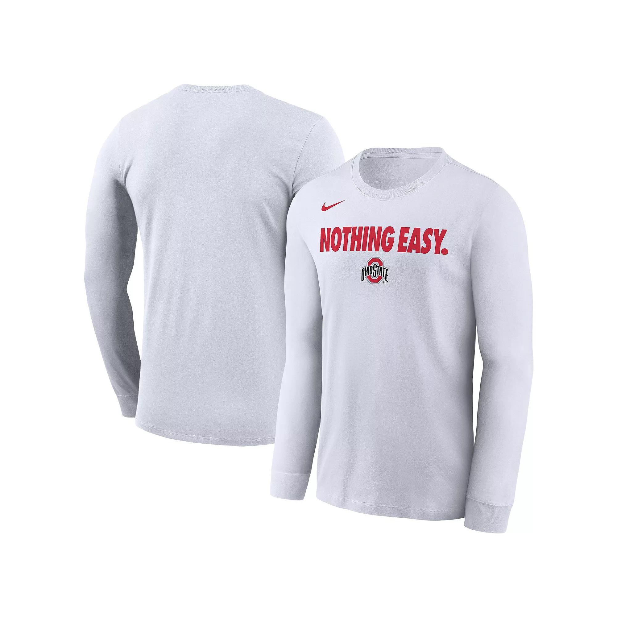Men's Nike White Ohio State Buckeyes 2025 On-Court Bench Long Sleeve T-Shirt, Size: Large Product Image