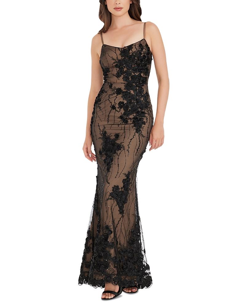 Dress the Population Giovanna Floral Mesh Applique Gown Product Image