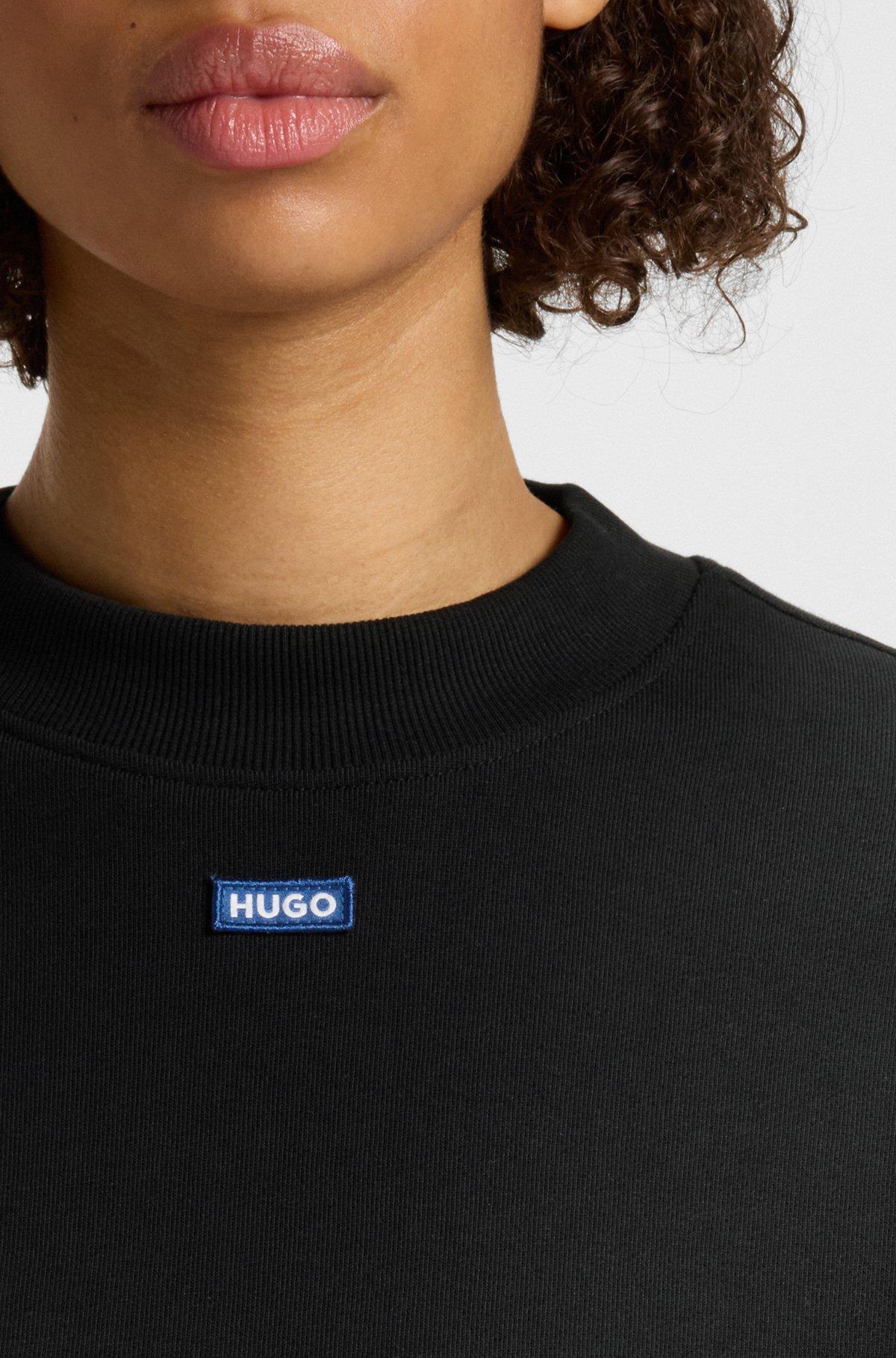 Cotton-terry sweatshirt with blue logo Product Image