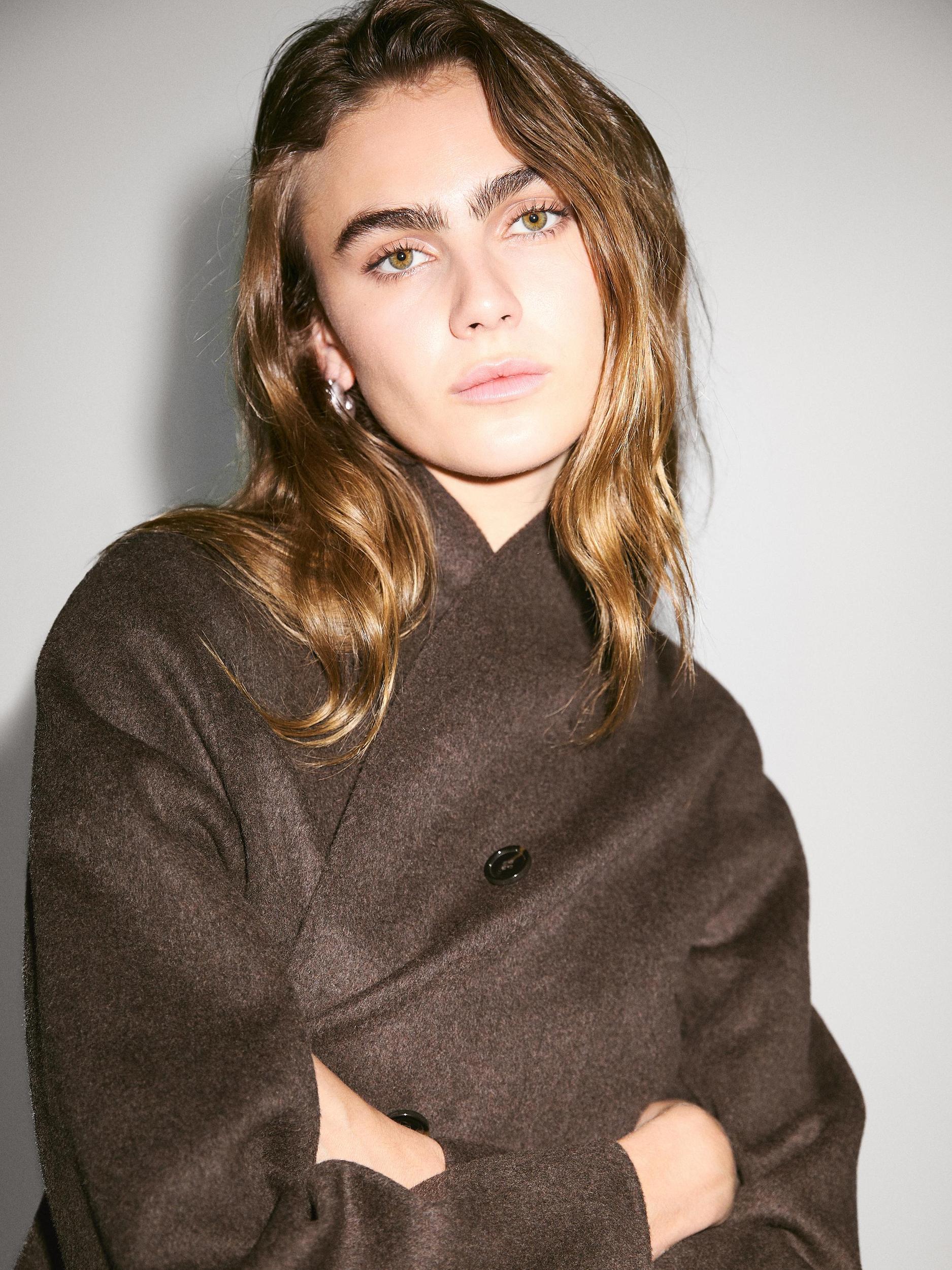 Wool blend coat with tuxedo collar Product Image