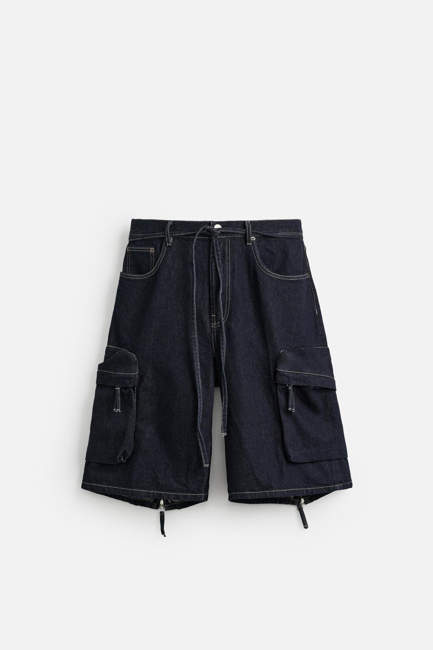 WIDE FIT DENIM CARGO SHORTS Product Image