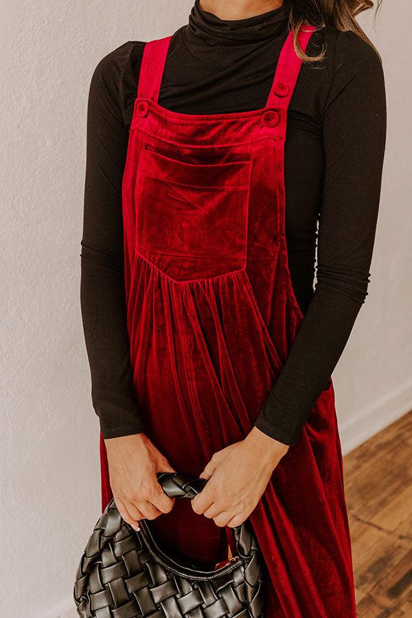 Holiday Cheer Velvet Jumpsuit in Wine Product Image