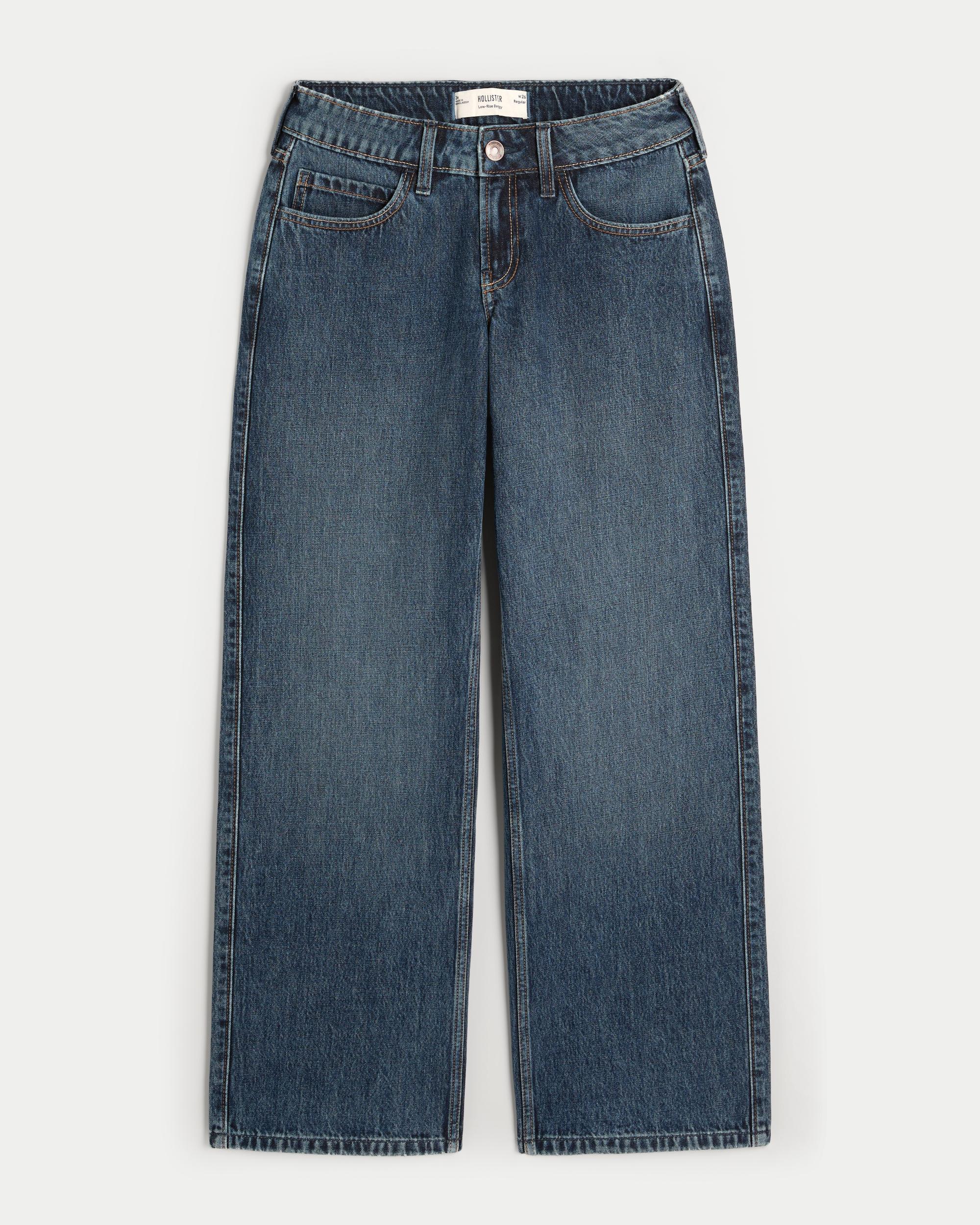 Low-Rise Dark Wash Baggy Jeans Product Image