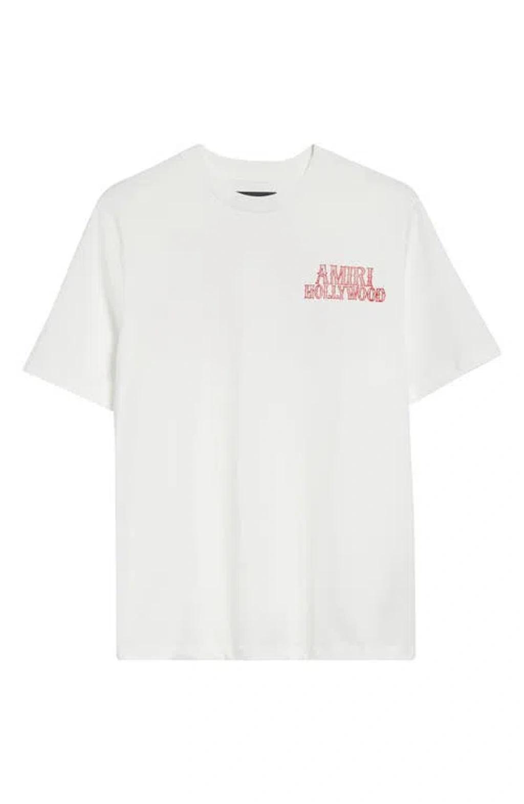 AMIRI Hollywood Oversize Logo Graphic T-shirt In White Product Image