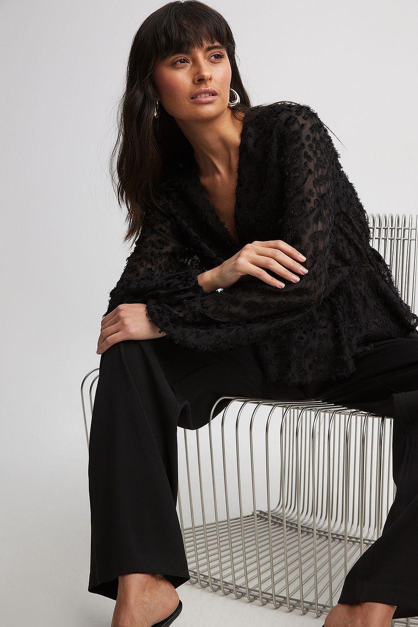 Textured Chiffon Marked Waist Blouse Product Image