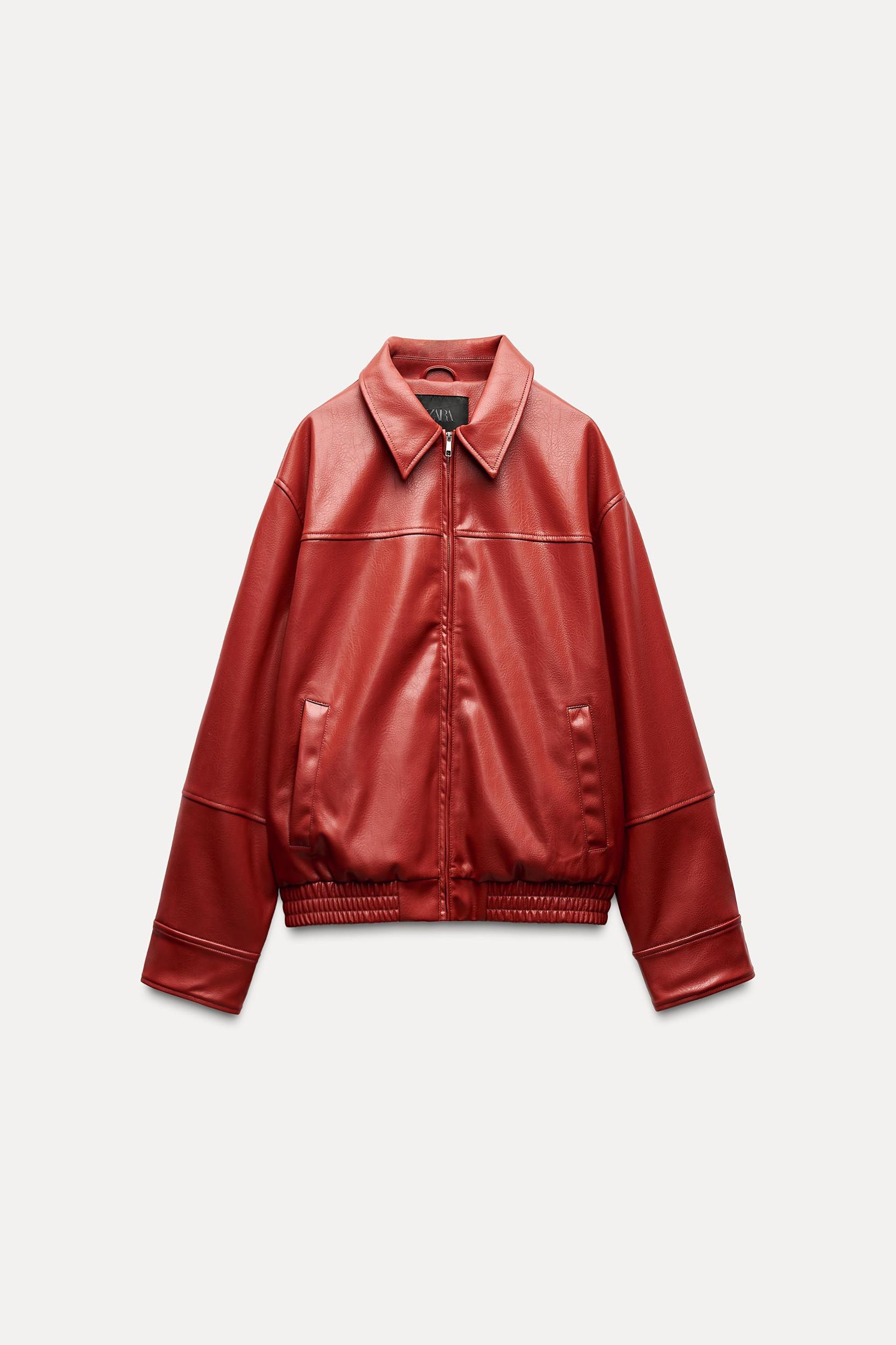 FAUX LEATHER BOMBER JACKET Product Image