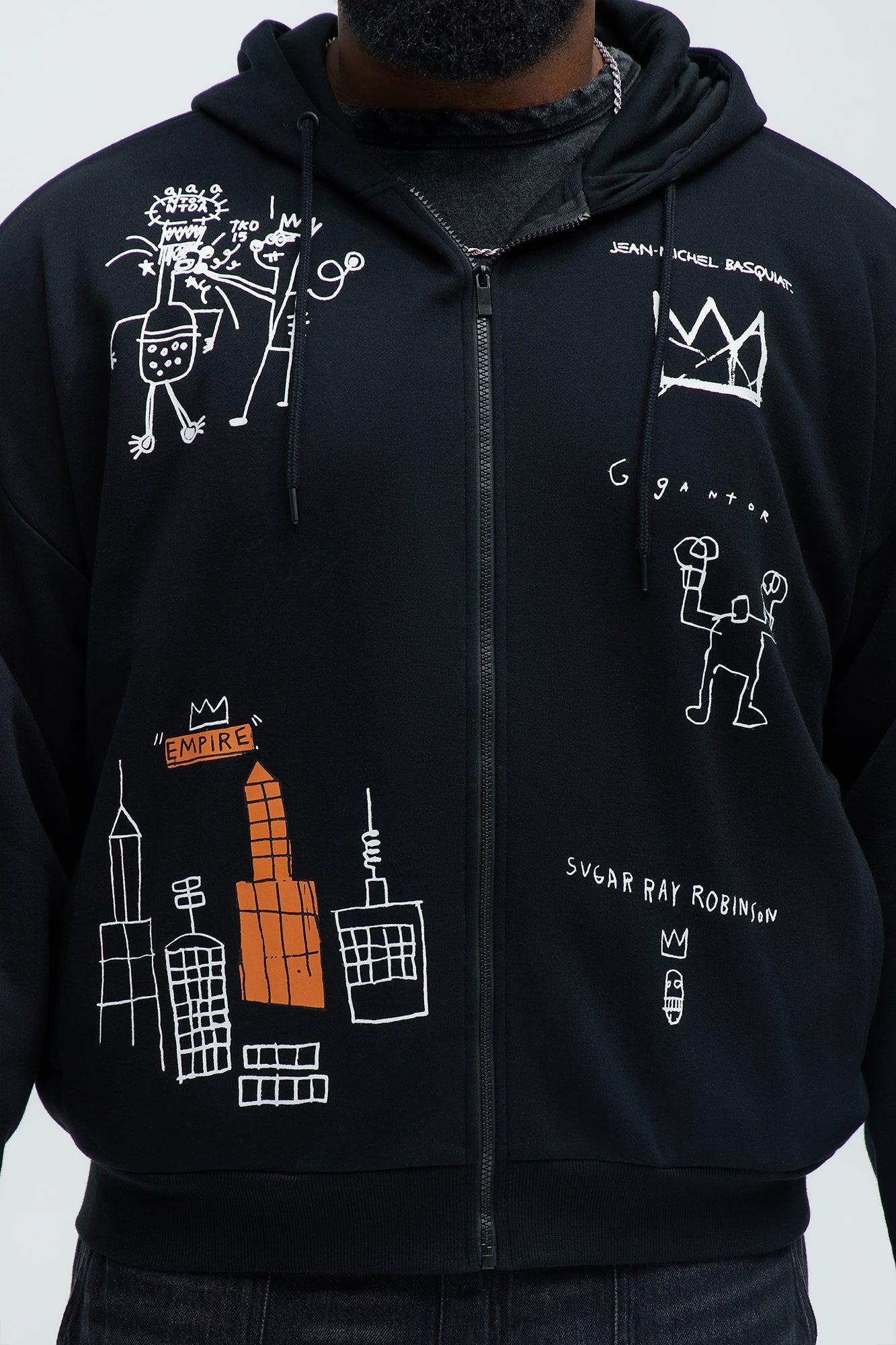 Basquait Zip Up Hoodie - Black Product Image