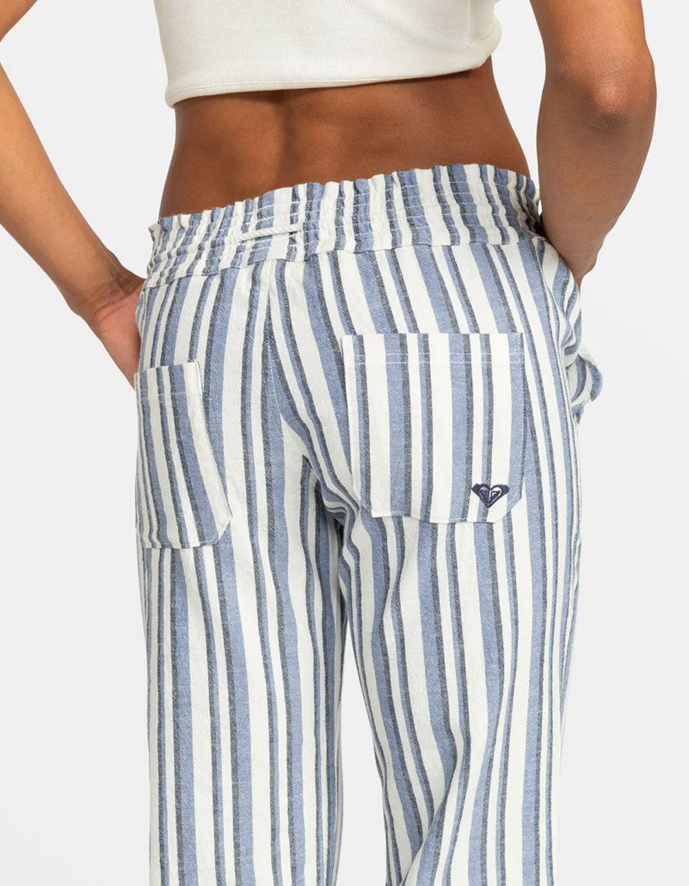 ROXY Oceanside Stripe Womens Flared Beach Pants - BLUE Product Image