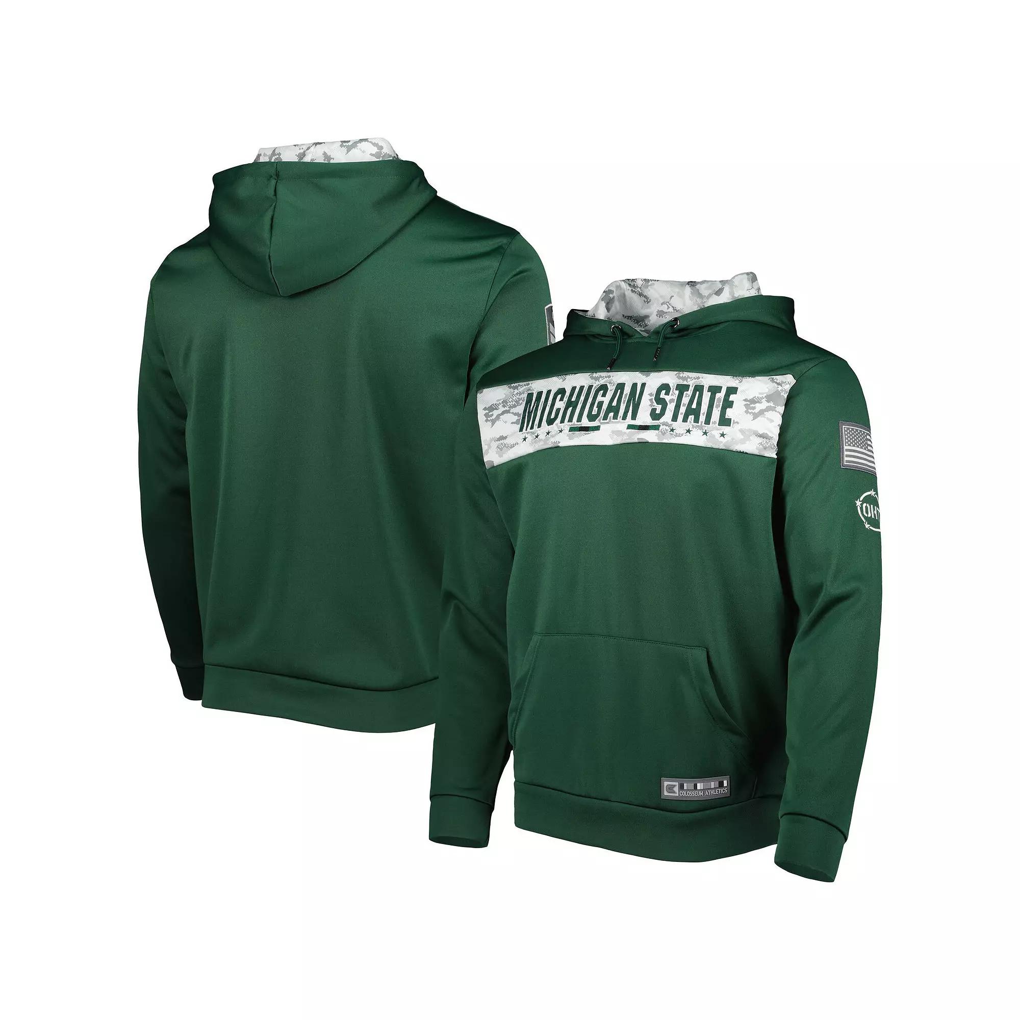 Men's Colosseum Green Michigan State Spartans OHT Military Appreciation Team Color Pullover Hoodie,  Product Image