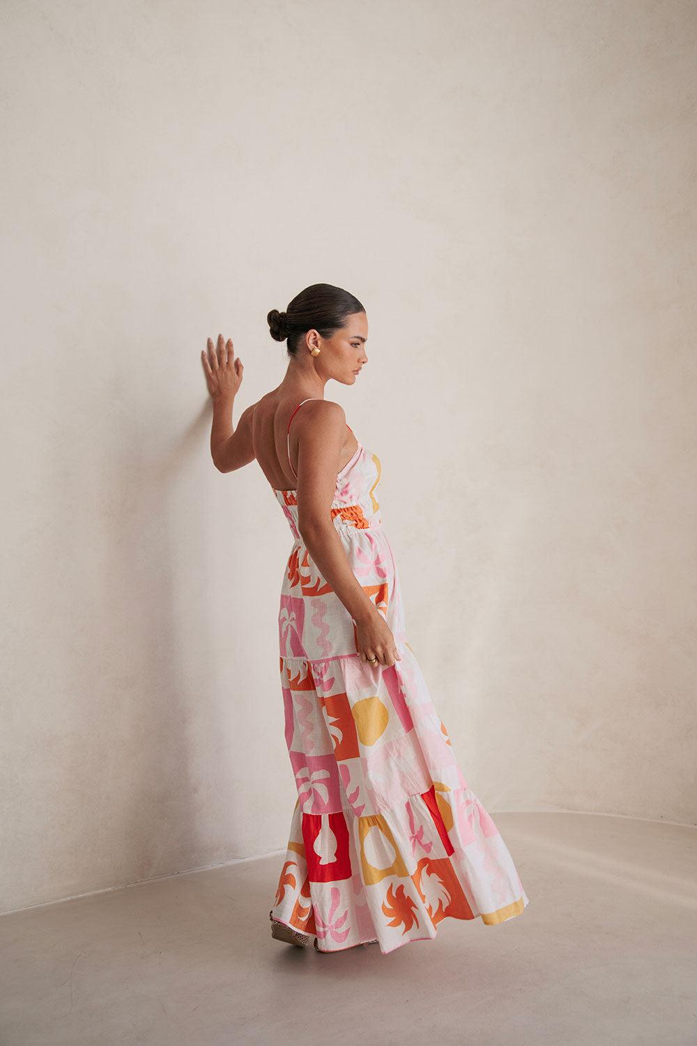 Talia Dress - Palm Tile Fuego Product Image