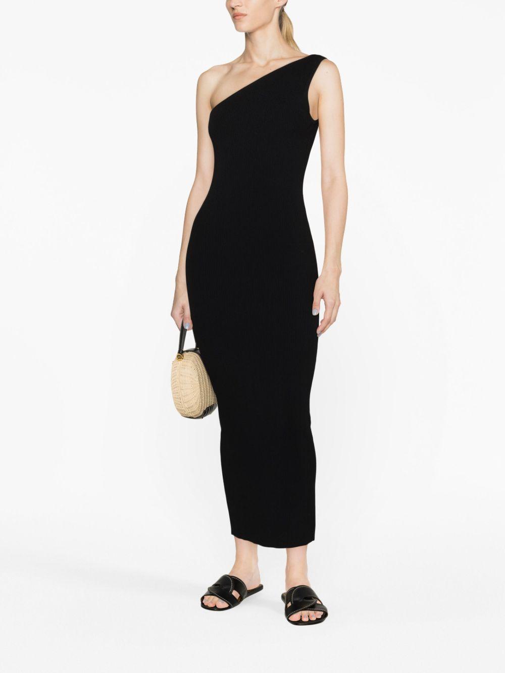 one-shoulder ribbed-knit dress Product Image