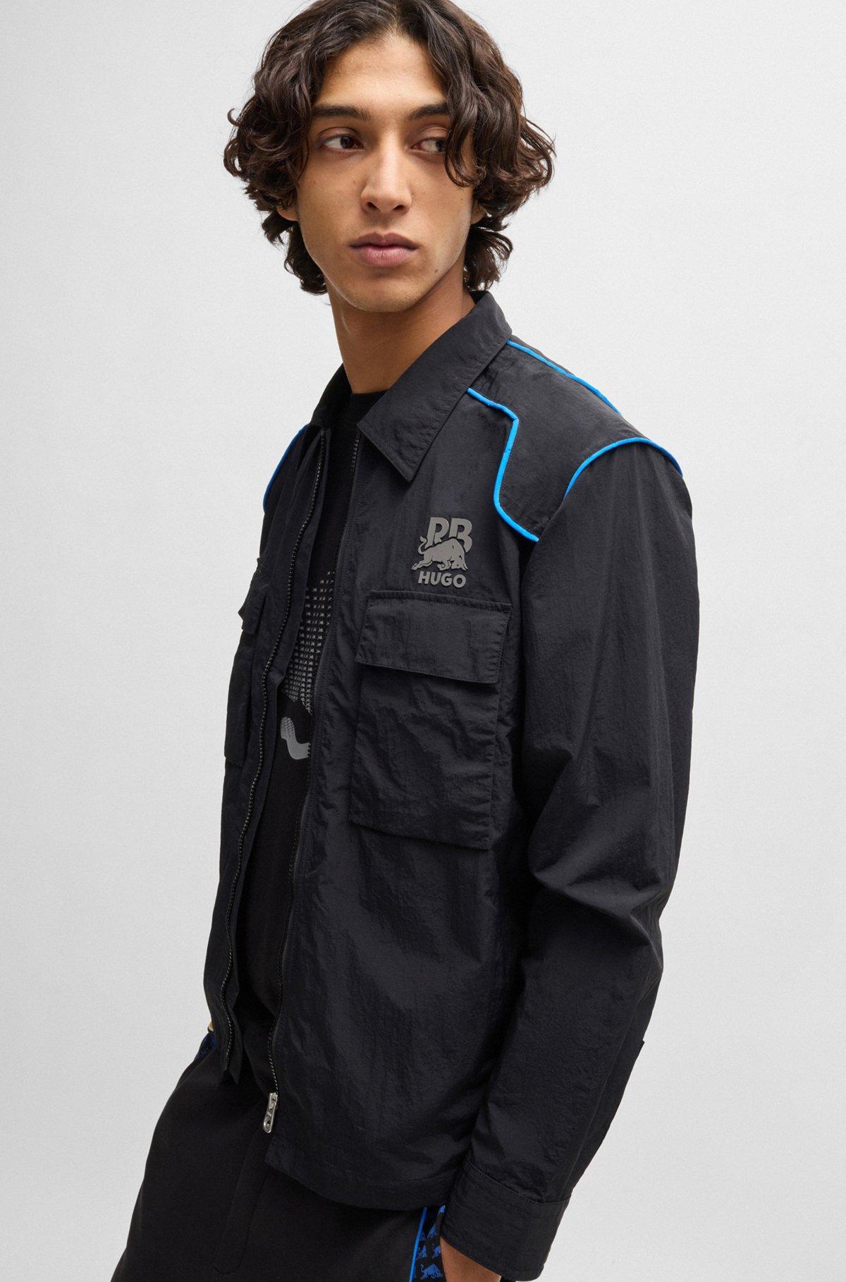 HUGO x RB oversize-fit overshirt with carbon stealth logo Product Image