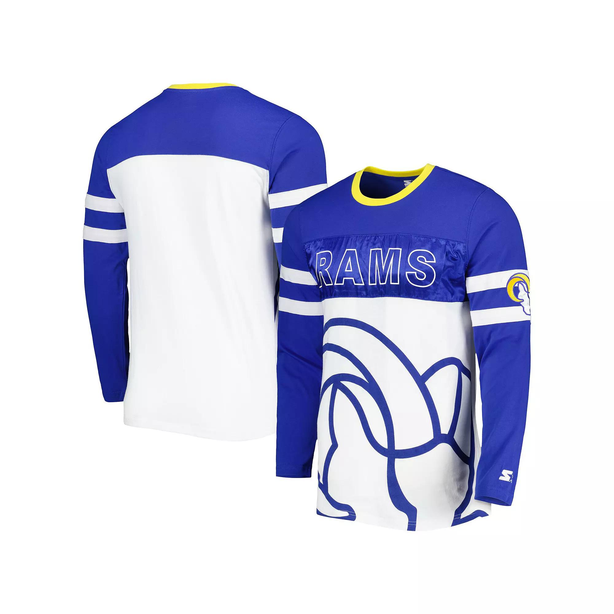 Men's Starter Royal/White Los Angeles Rams Halftime Long Sleeve T-Shirt, Size: Large, Blue Product Image
