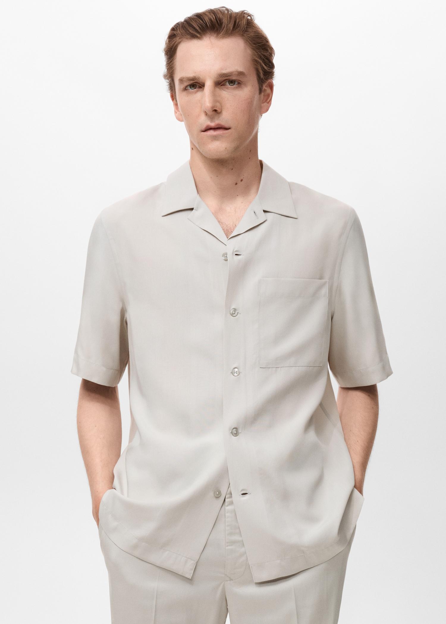 Regular-fit 100% Tencel shirt - Men | MANGO USA Product Image