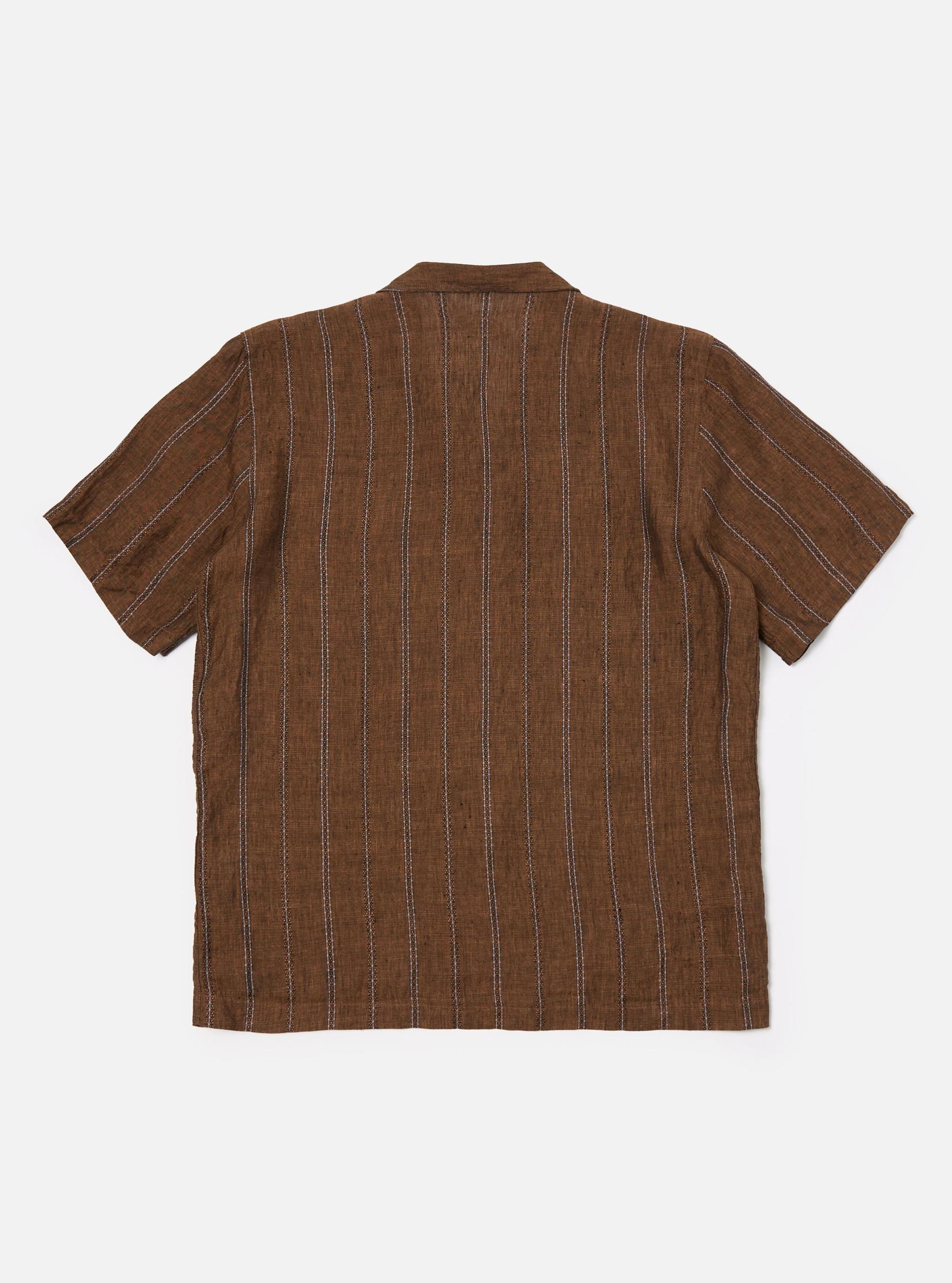 Brown Stripe Linen Road Shirt Product Image