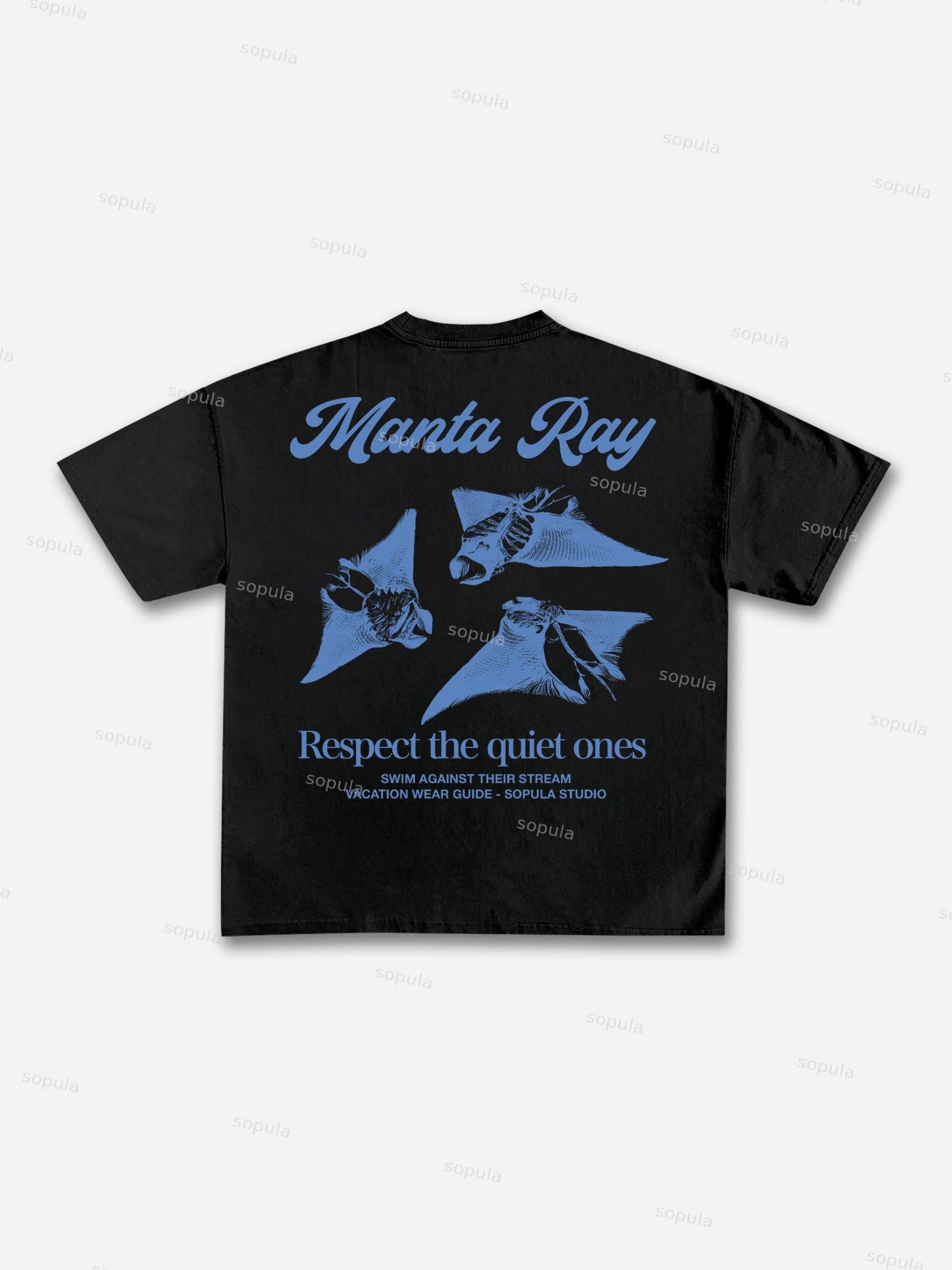 Sea Animals - Manta Ray Vacation Wear Guide Graphic Cotton T-shirt Product Image