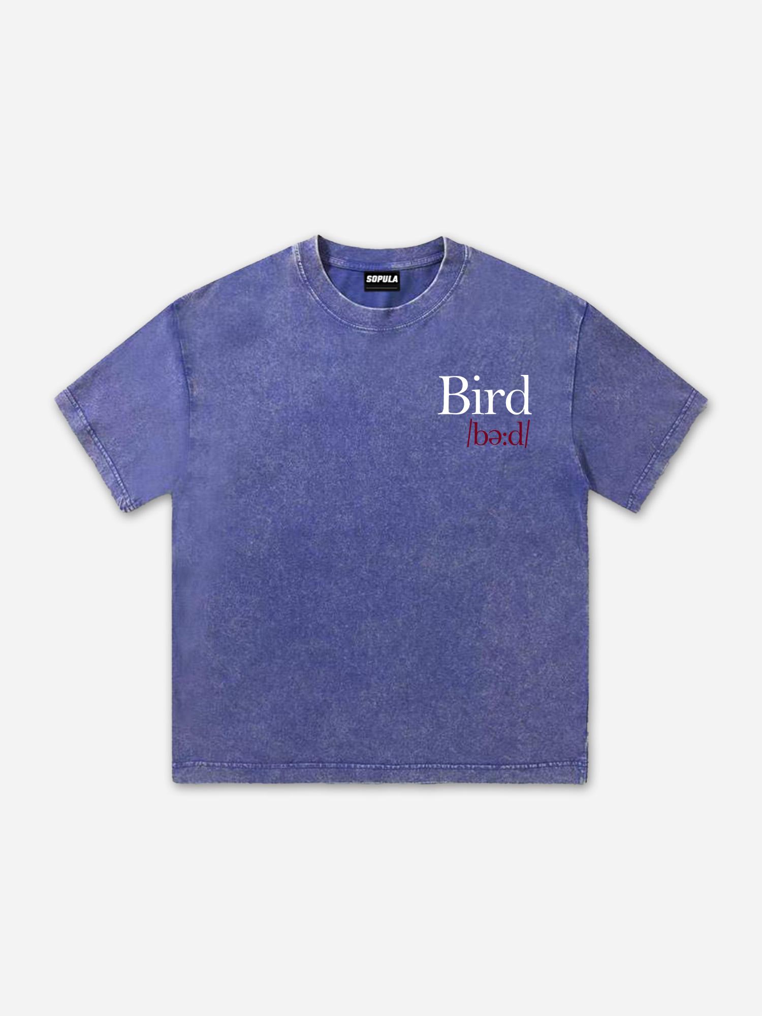 Bird Print Graphic Vintage Acid Wash Cotton T-Shirt Product Image