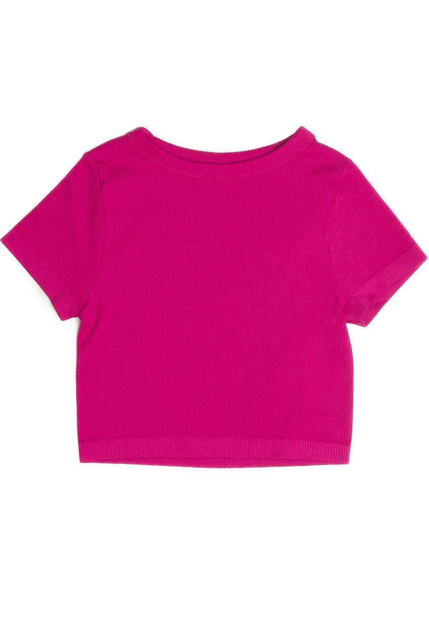 Fuchsia Seamless Crop Shirt Product Image