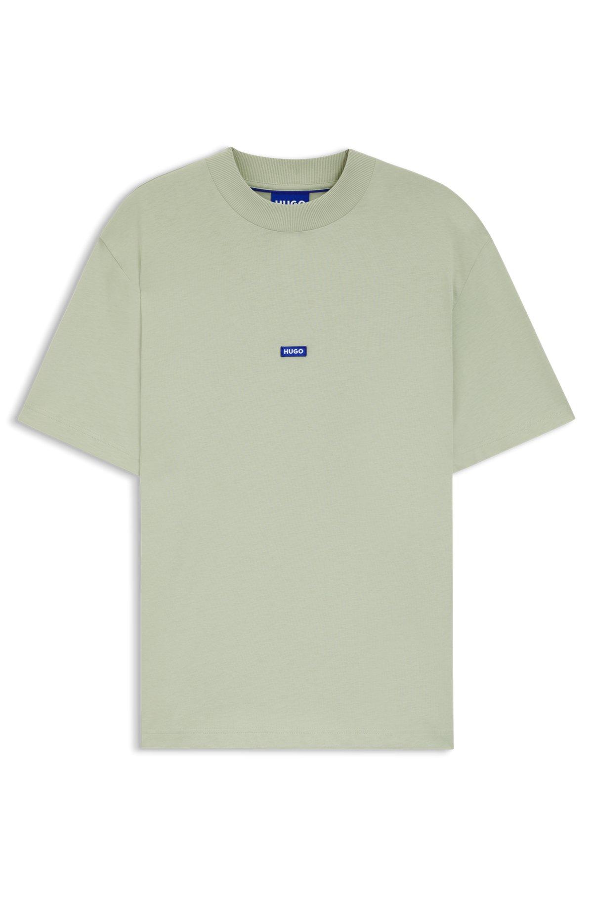 Cotton-jersey T-shirt with blue logo patch Product Image